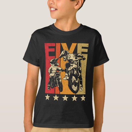 T-shirt 5e anniversaire Cadeau Dirt Vélo 5 ans Motocross (Devant)