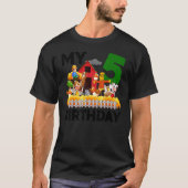 T-shirt 5e anniversaire Cheval Vache Cochon Poulet Ferme a (Devant)