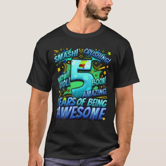 T-shirt 5e Anniversaire Comic Style stupéfiant depuis 2018 (Devant)