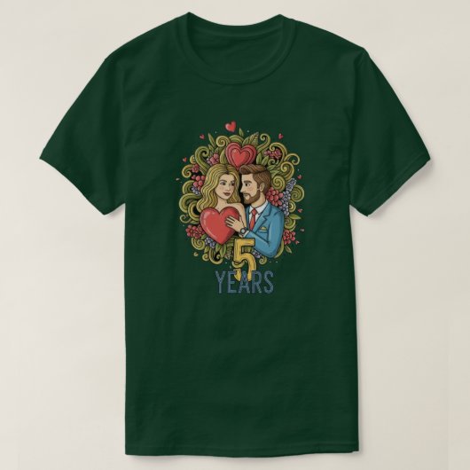 T-shirt 5e anniversaire de mariage (Design devant)