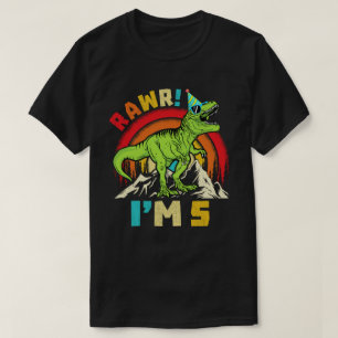 T-shirt 5e anniversaire Dinosaur T Rex Rawr I'm 5 For Boys