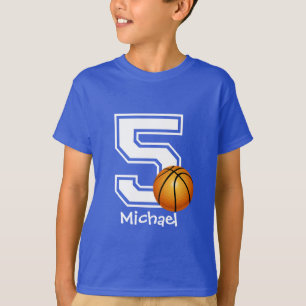 T-shirt 5e anniversaire garçon basket-ball personnalisé-