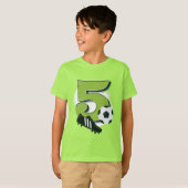 T-shirt 5e anniversaire Garçon fille aime Football Footbal (Devant entier)