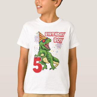 T-shirt 5e anniversaire garçon T-Rex Dinosaur enfants