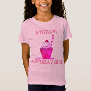 T-Shirt 5E ANNIVERSAIRE Jolie Fille Cupcake 5 aujourd'hui