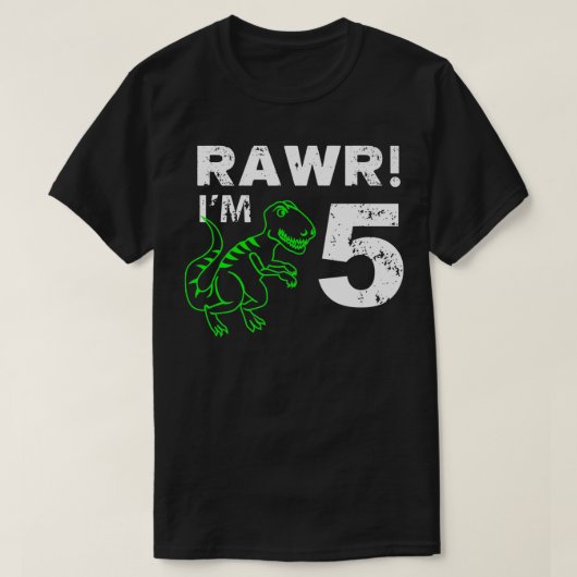 T-shirt 5e Anniversaire Rawr Im 5 Anniversaire Dinosaur (Design devant)