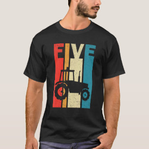 T-shirt 5e anniversaire Rétro Ferme Tracteur Thème Fermier