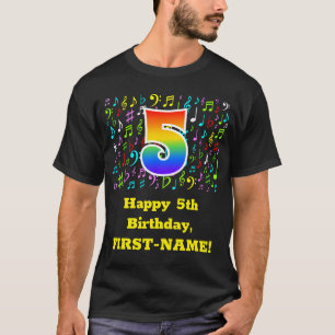 T-shirt 5e anniversaire : Symboles de musique colorée, Arc