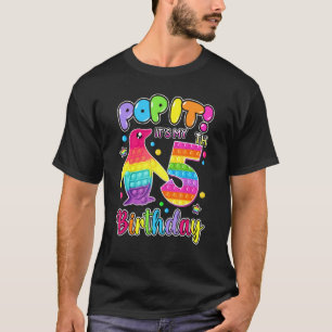 T-shirt 5e anniversaire tenue fille Penguin Pop It 5 an ol