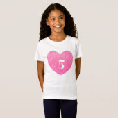 T-Shirt 5e Birthday Glitter Pink heart Personalized (Devant entier)