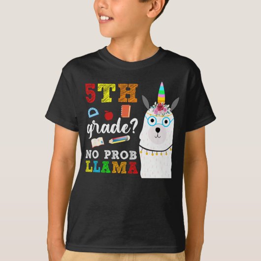 T-shirt 5e classe no prob llama (Devant)