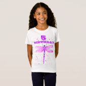 T-Shirt 5e fête d'anniversaire libellule violette girly mi (Devant entier)