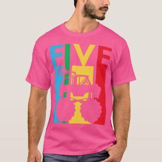 T-shirt 5th Birthday Gift Five Colorful Monster Truck 5 Ye