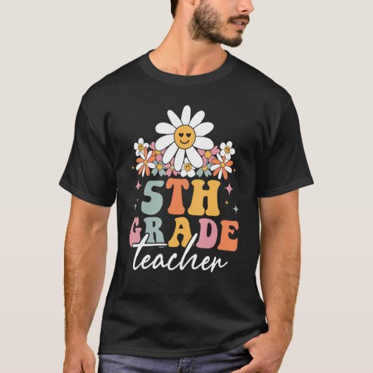 T-shirt 5th Grade Fifth Grade Teacher Hippie Groovy Back T (Devant)