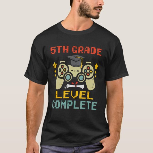 T-shirt 5th Grade Level Complete Gamer First Grade Graduat (Devant)