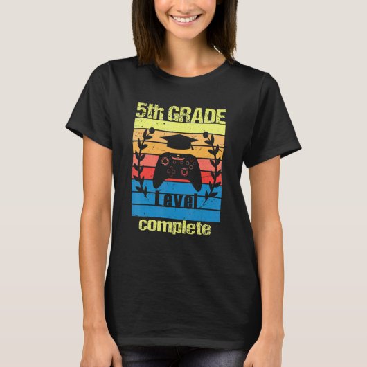 T-shirt 5th Grade Level Complete Graduation Video Gamer (Devant)