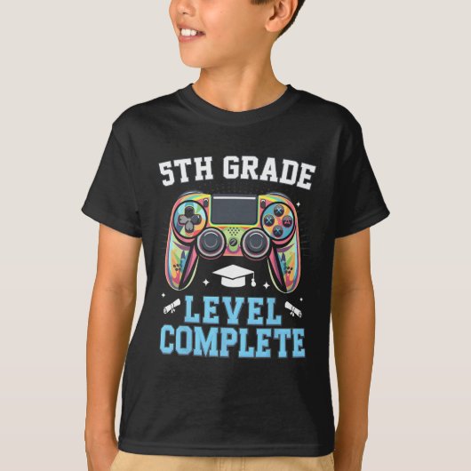 T-shirt 5th Grade Level Complete Last Day Of School Gamer  (Devant)