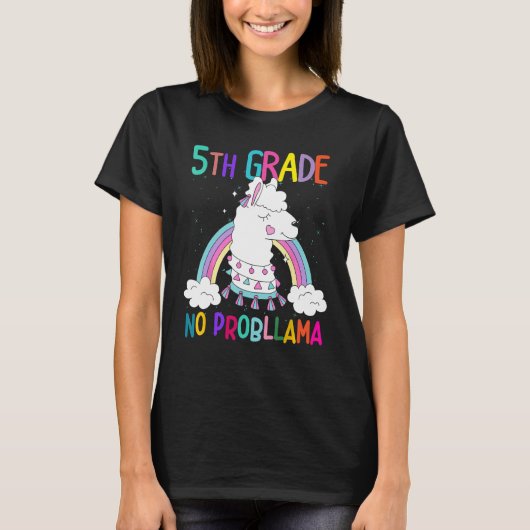 T-shirt 5th Grade No Prob Llama First Day Of School Teache (Devant)