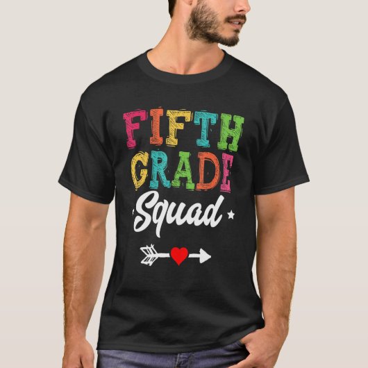 T-shirt 5th Grade Squad Fifth Teacher Student Team Back To (Devant)