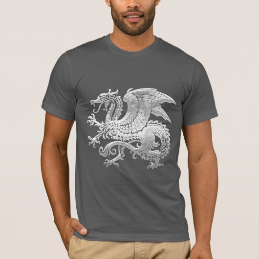 T-shirt [600] Dragon islandais, Landvættir [argent] (Devant)