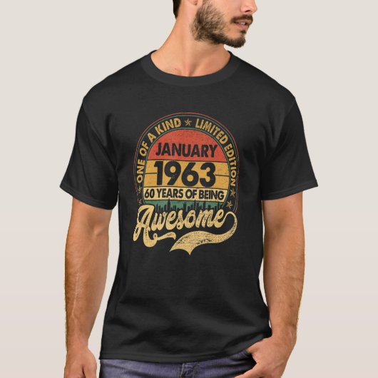 T-shirt 60 ans Awesome depuis Janvier 1963 60e anniversair (Devant)