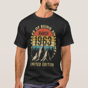 T-shirt 60 Ans Awesome depuis mars 1963 60e anniversaire