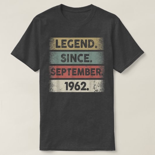 T-shirt 60 Ans Cadeaux Légende Depuis Septembre 1962 60t (Design devant)