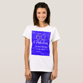 T-shirt 60 & fabuleux anniversaire bleu argent ajouter nom (Devant entier)