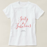 T-shirt 60 Fabuleux Red Custom Name 60th Birthday Cadeau<br><div class="desc">Célébrez 60 ans de style avec ce tee-shirt 60ème anniversaire moderne de nom personnalisé avec le texte 60 et sassy en élégante calligraphie manuscrite rouge. Ajoutez simplement votre nom à ce t-shirt de célébration du 60e anniversaire. Un cadeau d'anniversaire parfait pour un enfant de 60 ans moderne, élégant et élégant....</div>