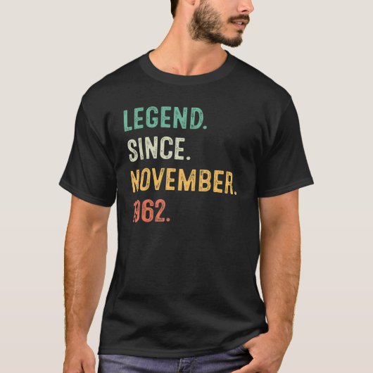 T-shirt 60 Years Old 60th Bday Men Legend Since November (Devant)