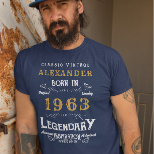 T-shirt 60e anniversaire Ajoutez votre nom Né 1963 Légenda