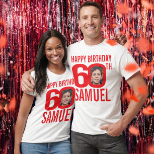 T-shirt 60e anniversaire du nom personnalisé et rouge mod