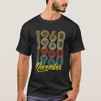 T-shirt 60e Anniversaire en détresse Novembre 1960 Cadeaux