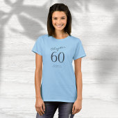 T-shirt 60e anniversaire fête Gris Script bleu