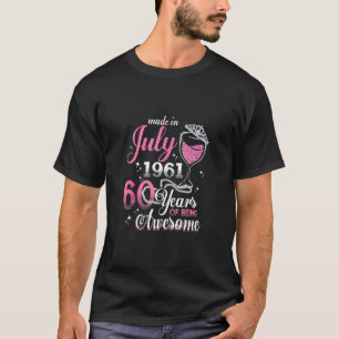 T-shirt 60e Anniversaire Floral Wine Pearl Queens Né En Ju