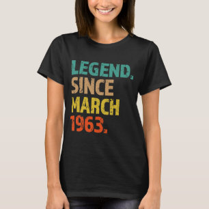 T-shirt 60e anniversaire Légende depuis mars 1963 60 ans