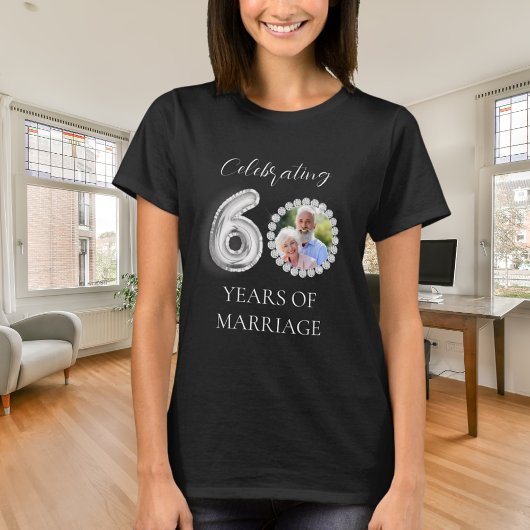 T-shirt 60e anniversaire mariage photo diamants noirs