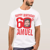 T-shirt 60e anniversaire nom personnalisé et rouge modèle (Devant)