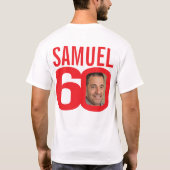 T-shirt 60e anniversaire nom personnalisé et rouge modèle (Dos)