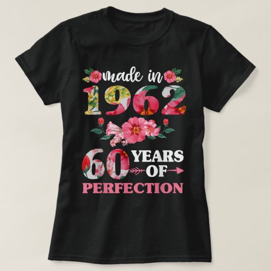 T-shirt 60e anniversaire pour les femmes fait en 1962 60 d (Design devant)