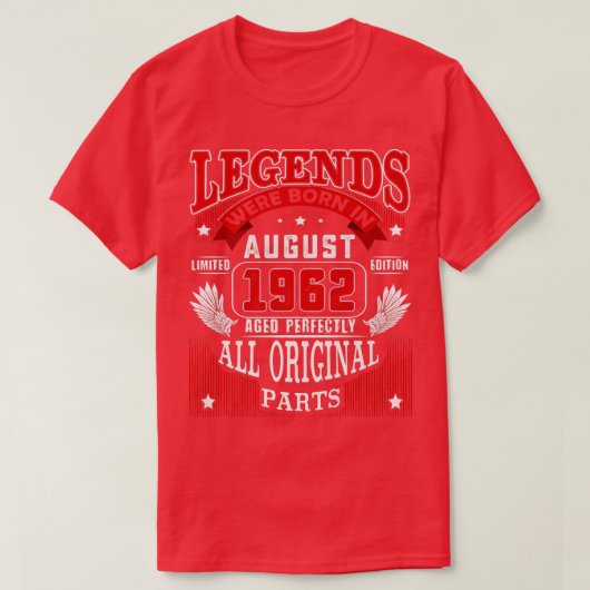 T-shirt 60e Anniversaire Tee Legends Né En Août 1962 60 Y (Design devant)