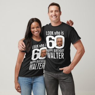 T-shirt 60e anniversaire texte blanc look 60 nom photo per