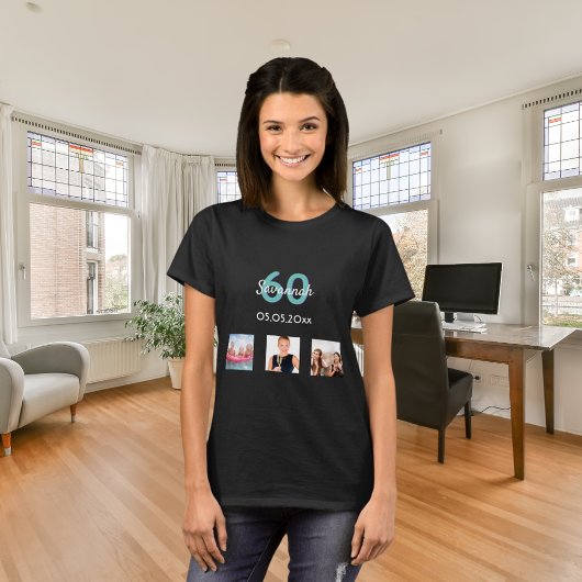 T-shirt 60e anniversaire turquoise photo femme