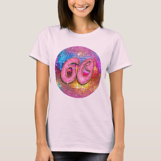 T-shirt 60e fête d'anniversaire Gold rose Parties scintill (Devant)