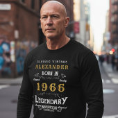 T-shirt 60th Birthday 1966 Add Name Black Gold Legendary