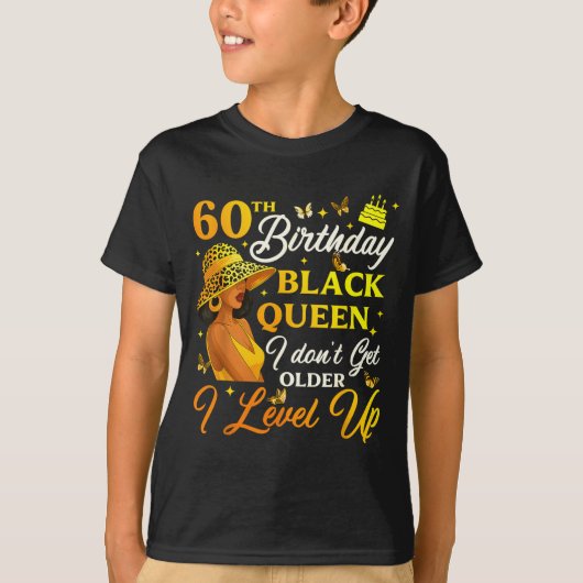 T-shirt 60th Birthday Black Queen Level Up Emwering For Wo (Devant)