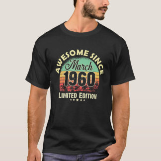 T-shirt 62 Ans Awesome Depuis Mars 1960 Cadeaux 62E B
