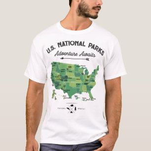 T-shirt 62 National Parks Map Toxits US Park Vintage Campi
