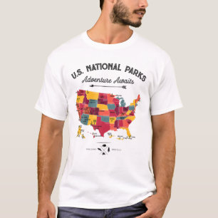 T-shirt 62 National Parks Map Toxits US Park Vintage Campi