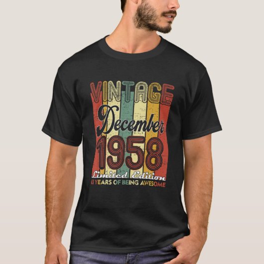 T-shirt 63 Ans Retro Décembre 1958 63E Anniversaire Décemb (Devant)